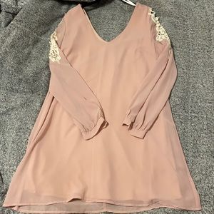 Blush long sleeve lace sleeve dress